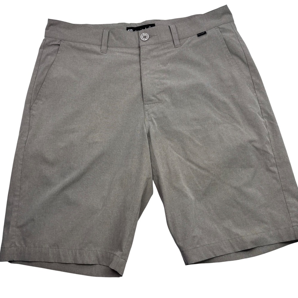 TravisMathew Mens Golf Shorts‎ Khaki Tan Micro Check Size 32 Performance Casual
